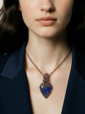 Hand Wrapped Lapis Lazuli Artisan Copper Necklace ✨ 1-of-a-kind